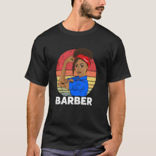 Barber  Black Girl Scissors Sunset Hairdres T-shirt