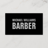 Barber Black Grey Bold Typografie QR-code Visitekaartje (Voorkant)