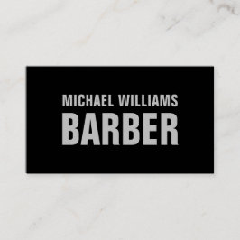 Barber Black Grey Bold Typografie QR-code Visitekaartje