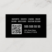 Barber Black Grey Bold Typografie QR-code Visitekaartje (Achterkant)