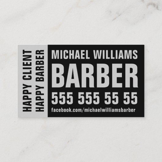 Barber Black Grey Bold Typography Loyalty Kaart (Achterkant)