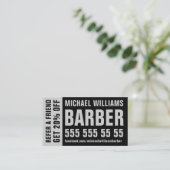 Barber Black Grey Bold Typography Reference Kaart (Staand voorkant)