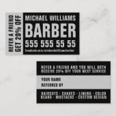 Barber Black Grey Bold Typography Reference Kaart (Voorkant / Achterkant)