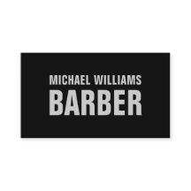 Barber Black Grey Bold Typography Visitekaartje