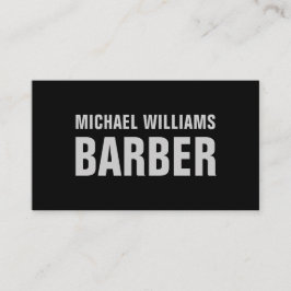 Barber Black Grey Bold Typography Visitekaartje