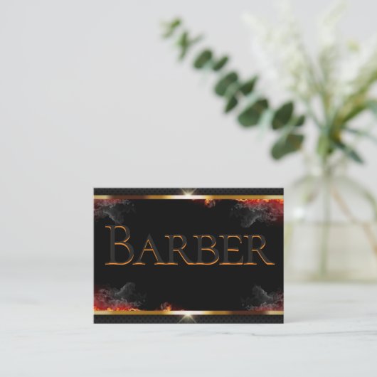 Barber Black, Grijs, Goud Visitekaartje (Staand voorkant)