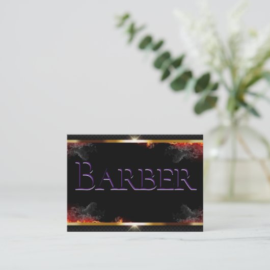 Barber Black, Grijs, Goud Visitekaartje (Staand voorkant)
