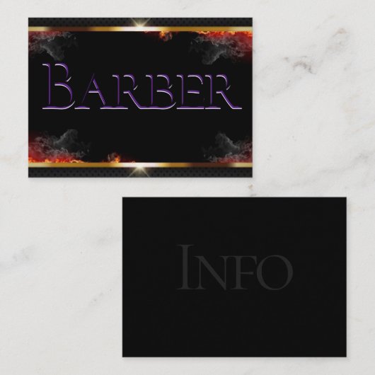 Barber Black, Grijs, Goud Visitekaartje (Voorkant / Achterkant)