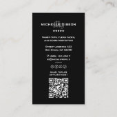 Barber Black Minimal Modern Barbershop Visitekaartje (Achterkant)