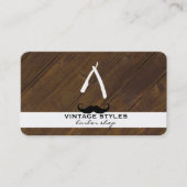 Barber Blade Wood en Mustache Visitekaartje (Voorkant)