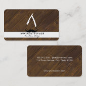 Barber Blade Wood en Mustache Visitekaartje (Voorkant / Achterkant)