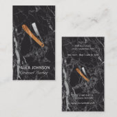 Barber Blade | Zwarte marmer Visitekaartje (Voorkant / Achterkant)