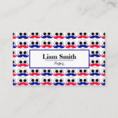 Barber Blauw rode baard Herhaal Patroon Visitekaar Visitekaartje (Voorkant)