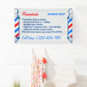 Barber Blue Navy Red Pole Supply Service Spandoek (Insitu)