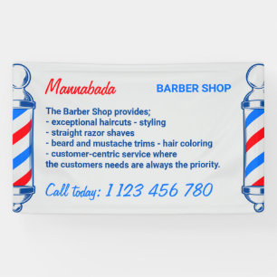 Barber Blue Navy Red Pole Supply Service Spandoek