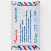 Barber Blue Navy Red Pole Supply Service Spandoek (Verticaal)