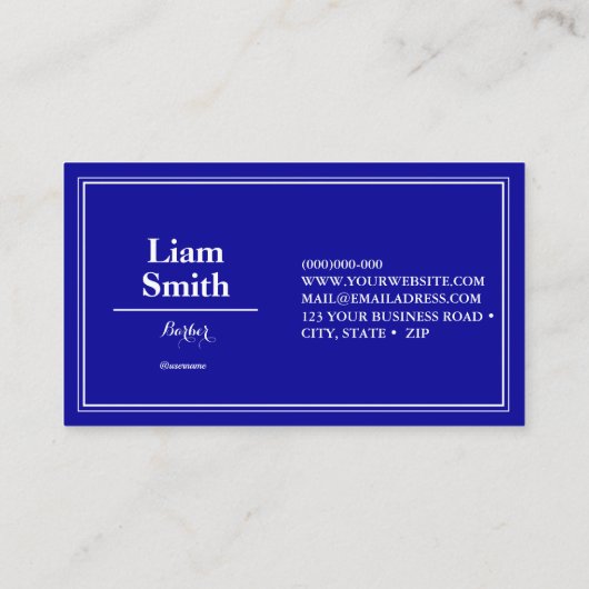 Barber Blue Repeat Pattern Visitekaartje (Achterkant)