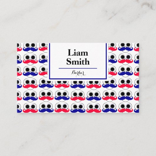 Barber Blue Repeat Pattern Visitekaartje (Voorkant)