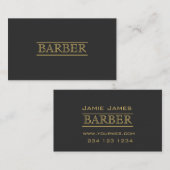 Barber Bold Black Gold Modern Professional Eenvoud Visitekaartje (Voorkant / Achterkant)