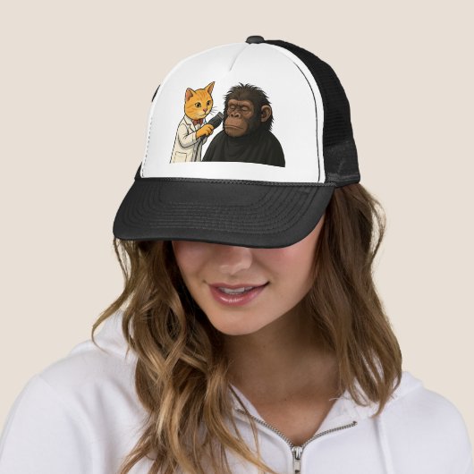 Barber Cat & Chill Gorilla Sticker Trucker Pet (In situ)