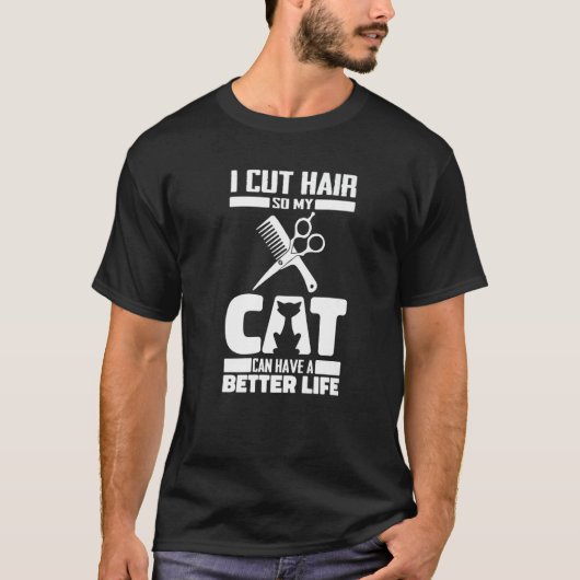 Barber Cat Coiffeur Haircut Beard - Hairstyle Barb T-shirt (Voorkant)