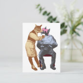  Barber Cat en Dog Briefkaart (Staand voorkant)