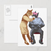  Barber Cat en Dog Briefkaart (Voorkant / Achterkant)