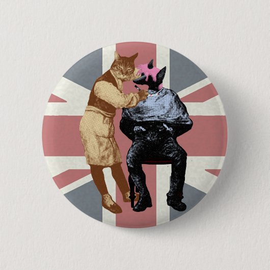  Barber Cat en Dog Ronde Button 5,7 Cm (Voorkant)