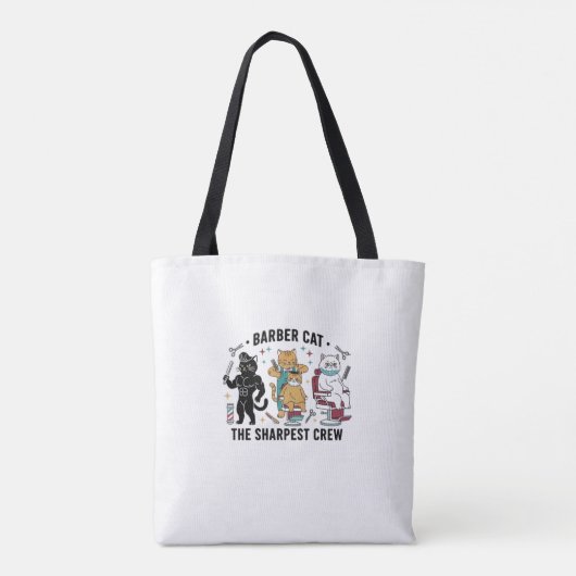 Barber Cat Sharpest Crew - Premium Artistic Tote B Tote Bag (Achterkant)