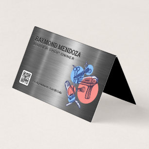 Barber Clippers QR-code Schaar Visitekaartje