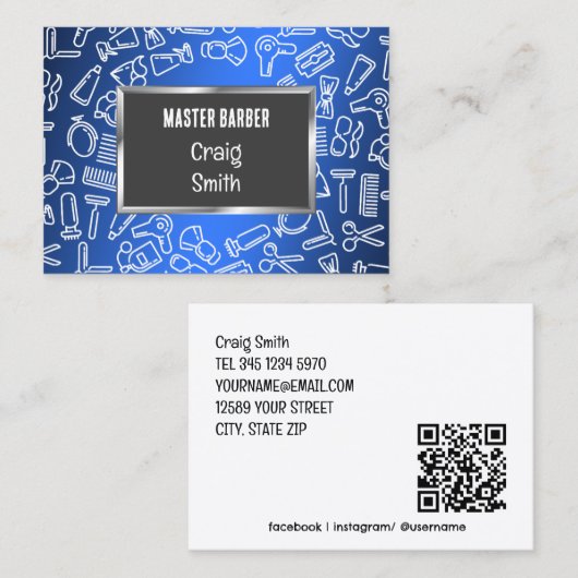 Barber Custom QR Visitekaartje (Voorkant / Achterkant)