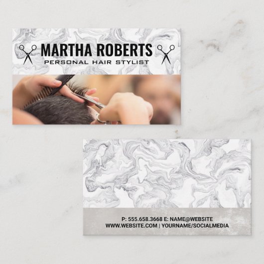 Barber Cutting Hair | Salon Scissors Visitekaartje (Voorkant / Achterkant)