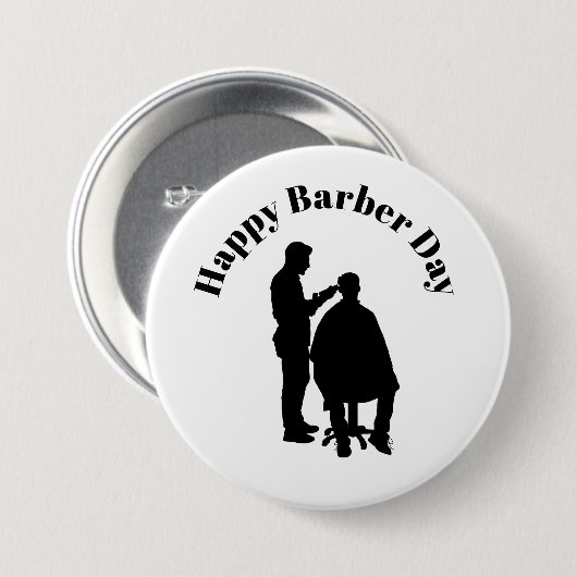 Barber Day Button - Barber Silhouette (Voorkant /achterkant)