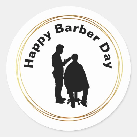 Barber Day Stickers met Barber Silhouette (Voorkant)