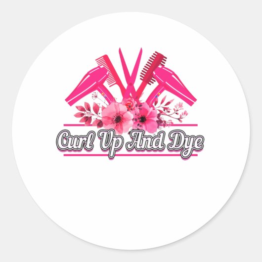 Barber Design, Scissors, Comb, Hair Dryer Ronde Sticker (Voorkant)