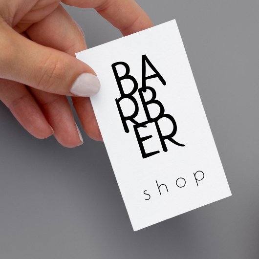 Barber eenvoudige moderne typografie zwart-wit visitekaartje