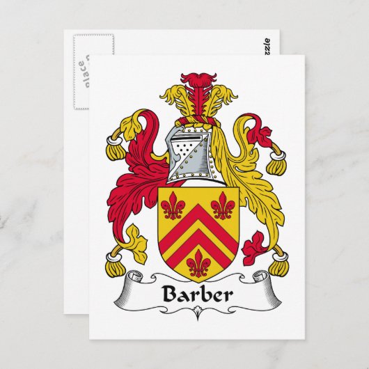 Barber Family Crest Briefkaart (Voorkant / Achterkant)