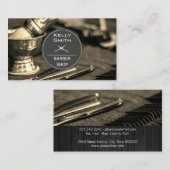 Barber Gereedschap | Hout Afwerking Visitekaartje (Voorkant / Achterkant)