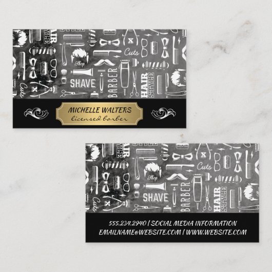 Barber Gereedschap Patroon Visitekaartje (Voorkant / Achterkant)