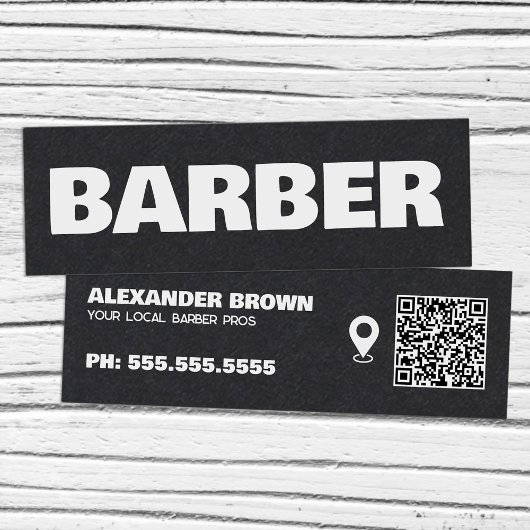 Barber Google Maps QR Mini Visitekaartje