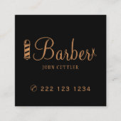 Barber gouden schaar pole barbershop promotie vierkante visitekaartje (Voorkant)