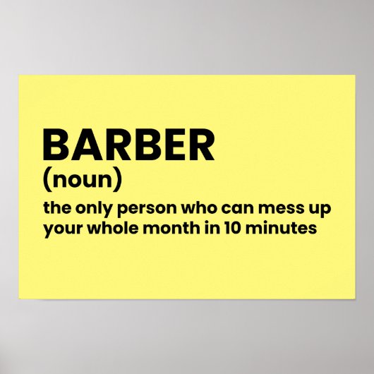 Barber Grappige Definitie Muurkunst Poster (Voorkant)