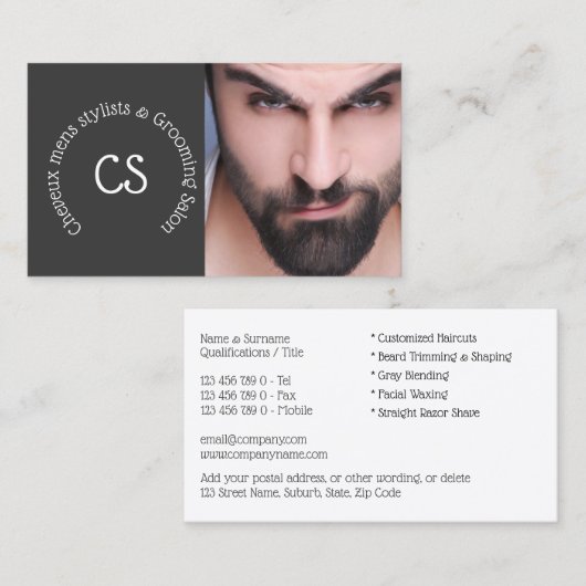 Barber grooming salon | DIY-man met baard Visitekaartje (Voorkant / Achterkant)