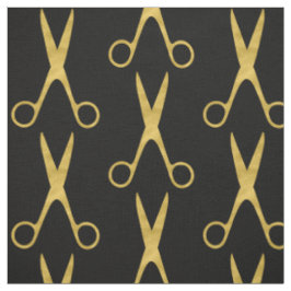 Barber haar salon gouden schaar zwart patroon stof