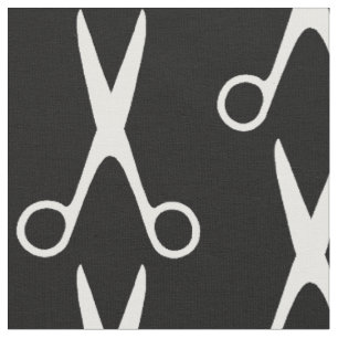Barber haar salon witte schaar zwart patroon stof