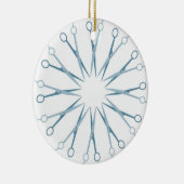 Barber, Haarstylist Blue Shears kerstversiering Keramisch Ornament (Rechts)