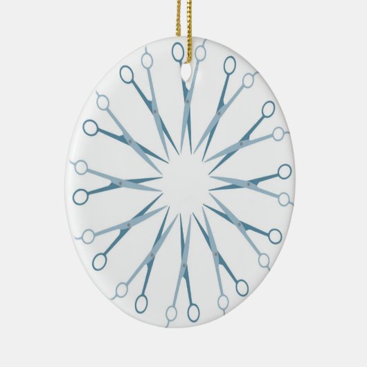 Barber, Haarstylist Blue Shears kerstversiering Keramisch Ornament (Rechts)