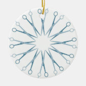 Barber, Haarstylist Blue Shears kerstversiering Keramisch Ornament (Voorkant)