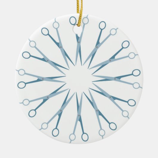 Barber, Haarstylist Blue Shears kerstversiering Keramisch Ornament (Voorkant)
