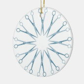 Barber, Haarstylist Blue Shears kerstversiering Keramisch Ornament (Links)